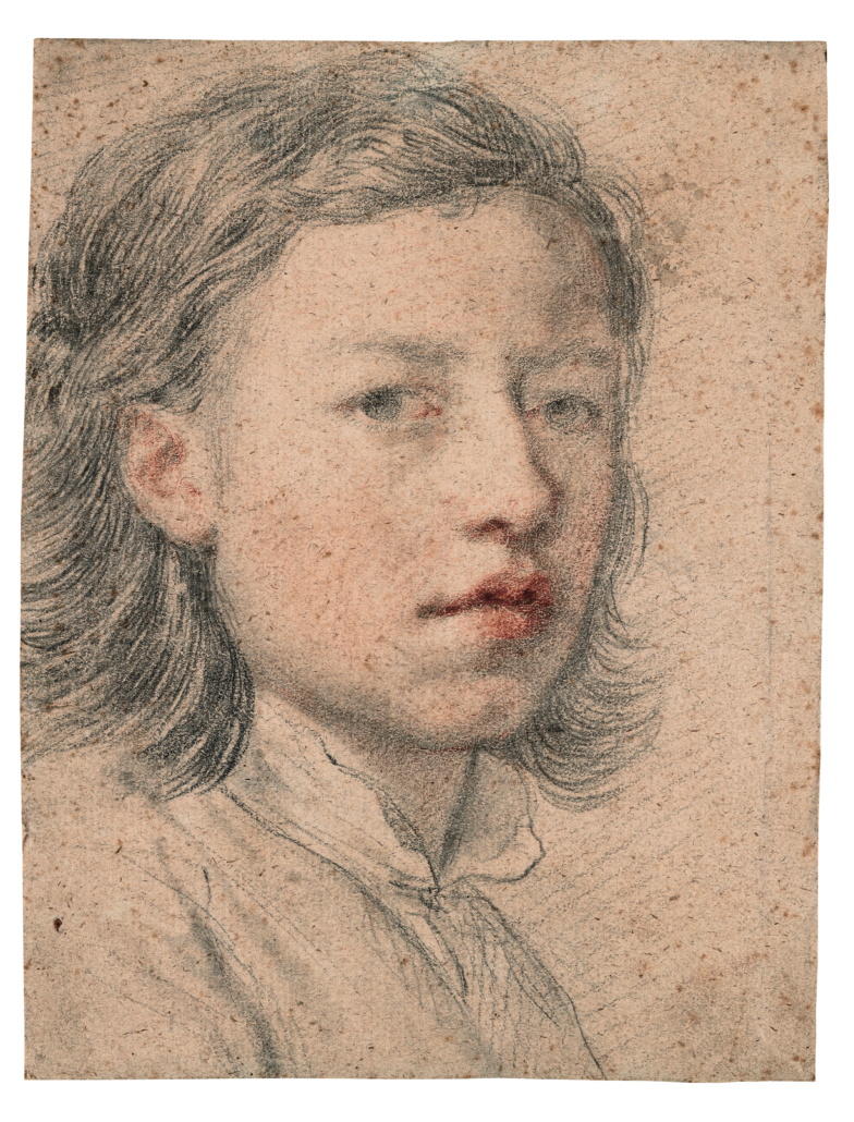 Anton Raphael Mengs (1728–1779), ‘Self-Portrait at Twelve Years Old,’ 1740. Black and red chalk, 10 1/4 × 7 15/16 in. (26.1 × 20.2 cm). © Kupferstich-Kabinett, Staatliche Kunstsammlungen Dresden. Photography by Andreas Diesend 