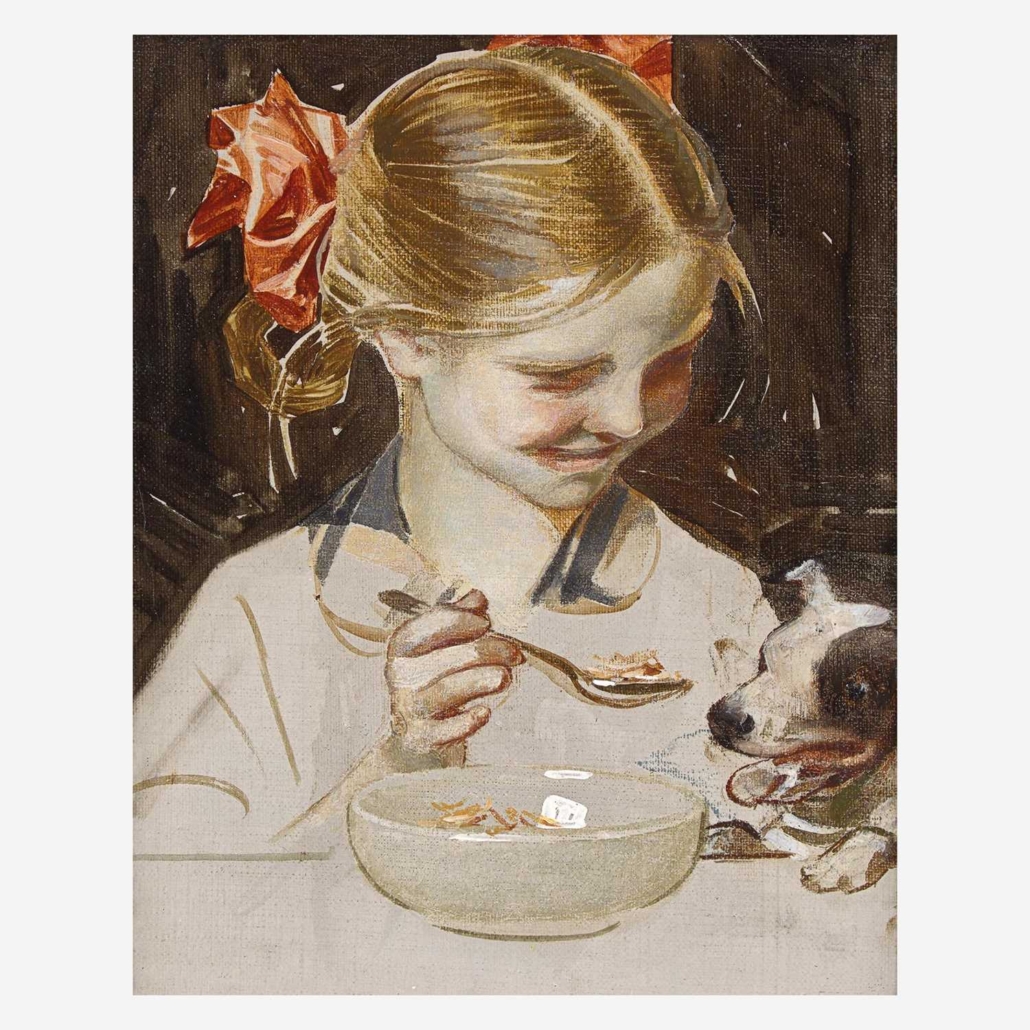Joseph Christian Leyendecker, ‘Young Girl Feeding Her Dog,’ est. $10,000-$15,000