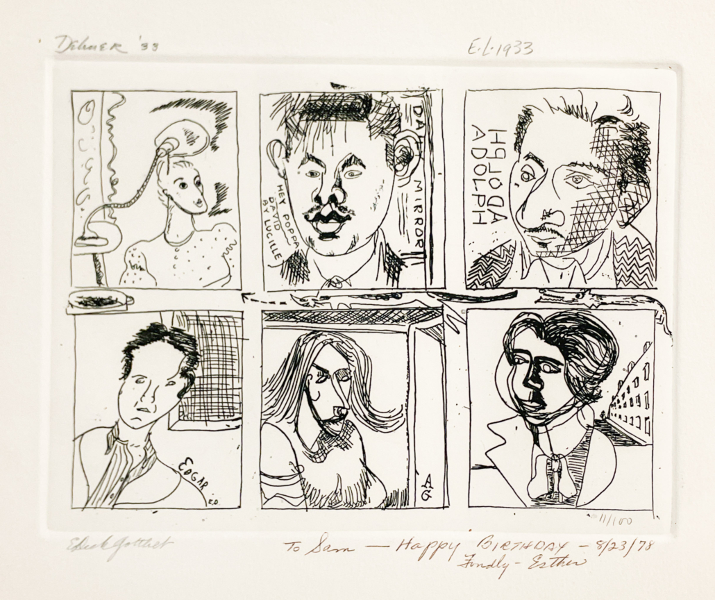 Collaborative etching by David Smith, Dorothy Dehner, Adolph Gottlieb, Edgar Levy, Lucille Corcos and Esther Gottlieb, 1933-1974, est. $1,000-$2,000