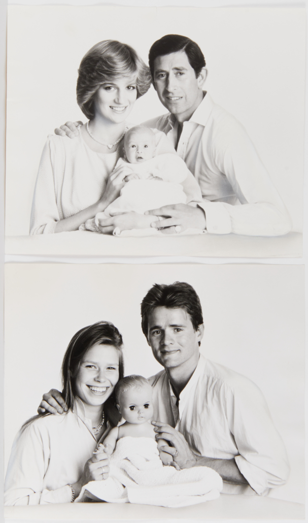 Antony Armstrong-Jones aka Lord Snowdon, 1983 black-and-white portrait of Prince Charles, Princess Diana and the infant Prince William, along with a test photo, est. $700-$1,000