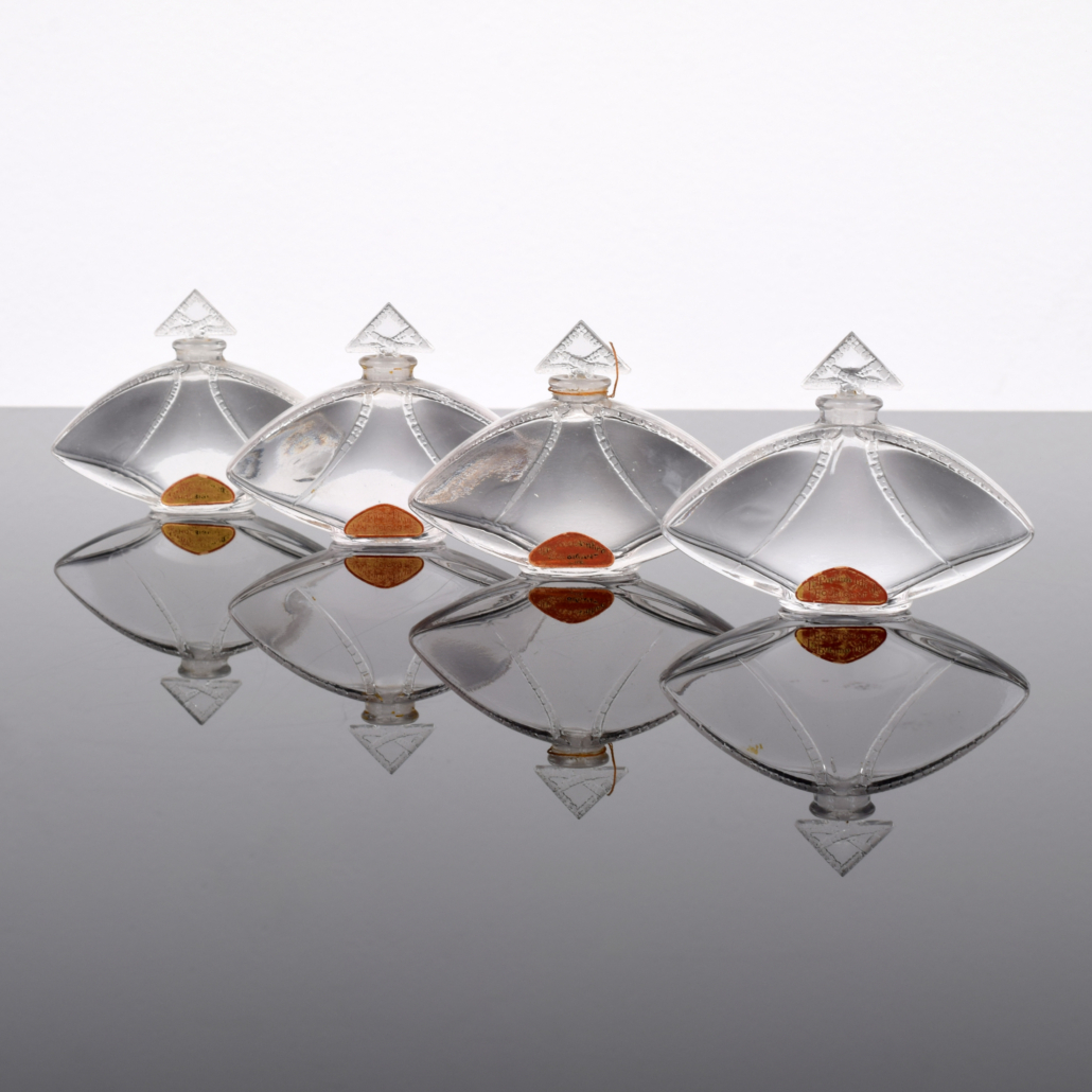 Set of four Rene Lalique for Houbignant perfume bottles, est. $2,000-$3,000