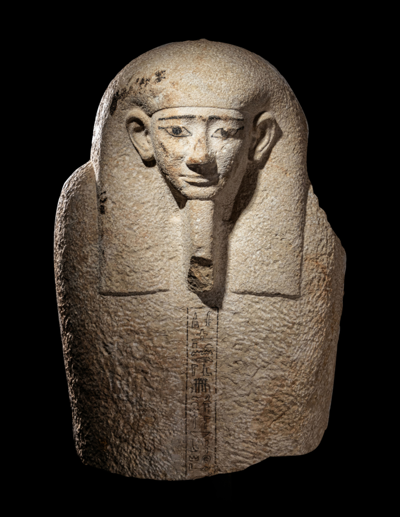 Egyptian limestone sarcophagus lid, $68,750