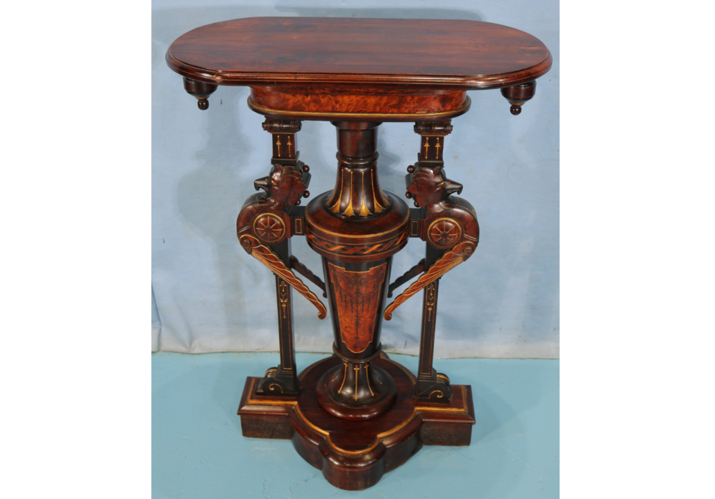 Unique rosewood Aesthetic Movement pedestal table, est. $4,000-$10,000