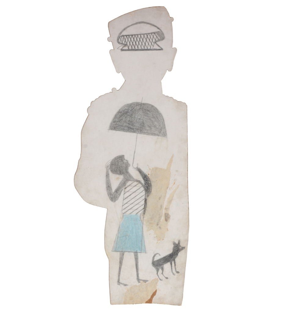 Bill Traylor, ‘Untitled (Woman With Umbrella, Dog & Geometric Basket,)’ est. $60,000-$80,000