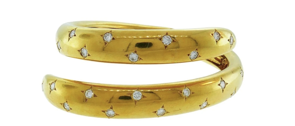 Chaumet 18K gold and diamond bangle bracelet, est. $12,000-$14,000