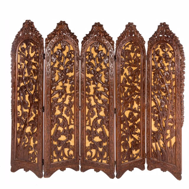 19th-century rococo walnut large five-section screen, est. $3,000-$4,000