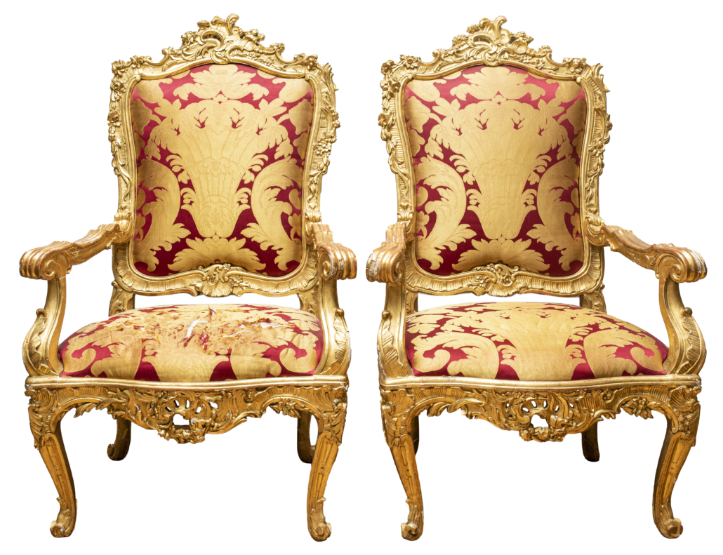 Italian Rococo giltwood armchairs, est. $8,000-$15,000 