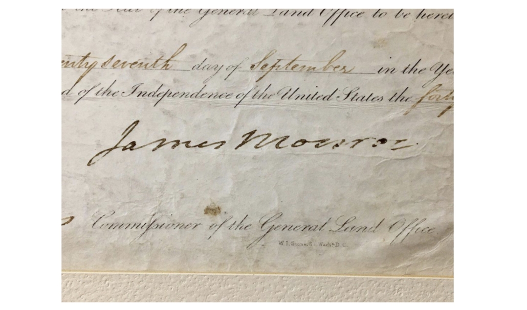 Pair of land grants signed by President James Monroe, est. $2,800-$3,200