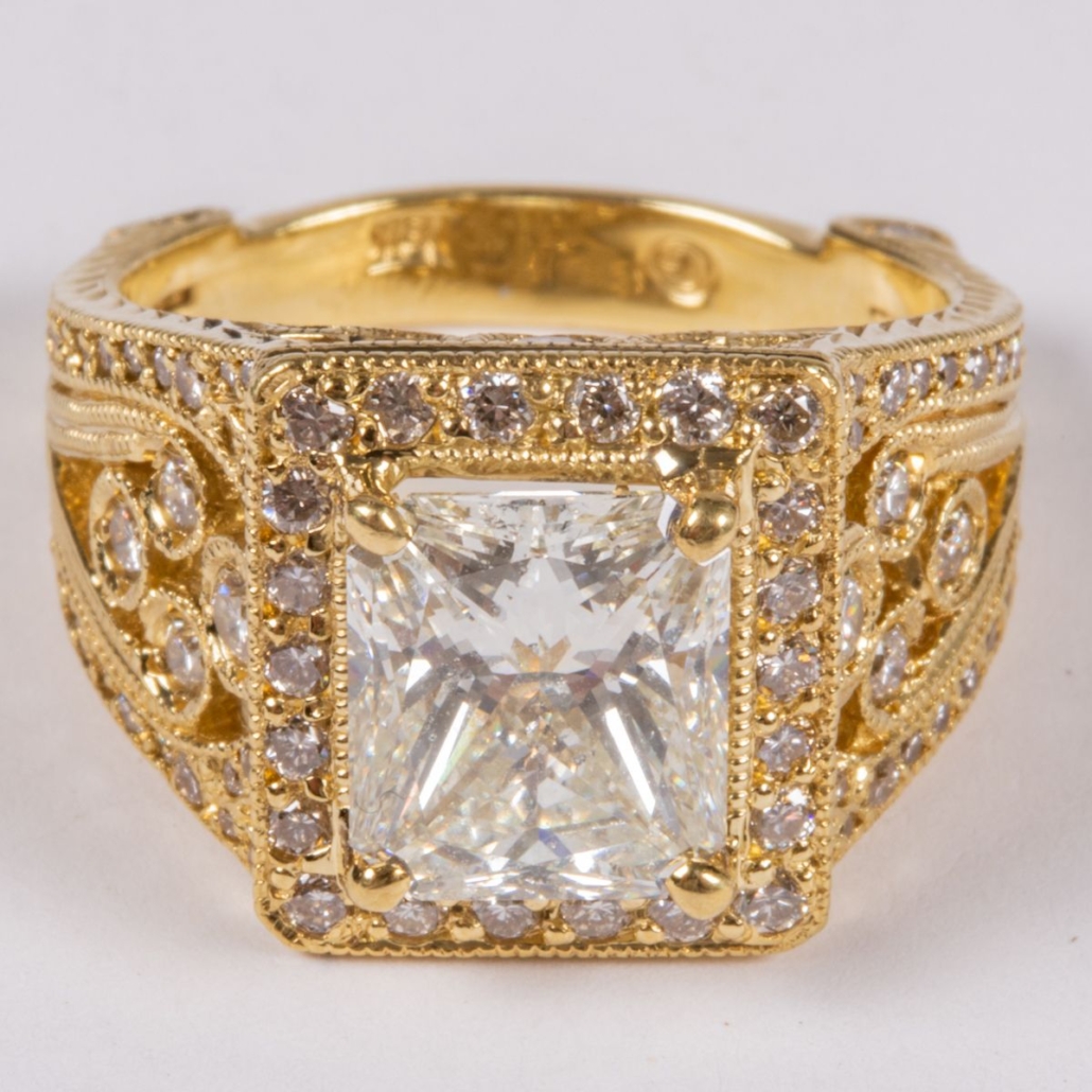 18K yellow gold and diamond ring, est. $10,000-$15,000