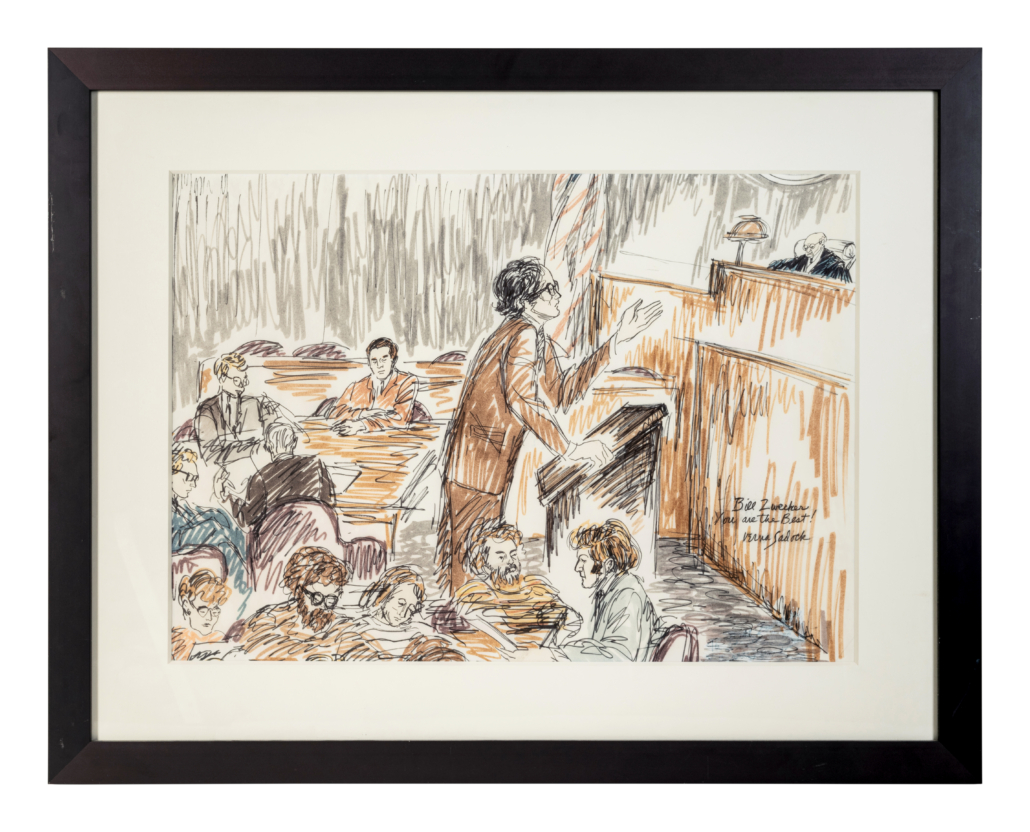 Courtroom sketch from the trial of the Chicago Seven, est. $200-$300
