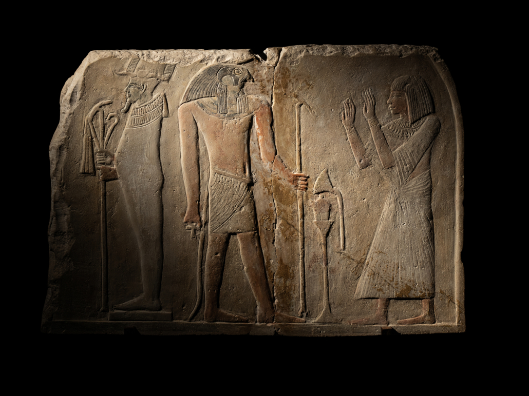 Egyptian limestone round-topped stele, $37,500