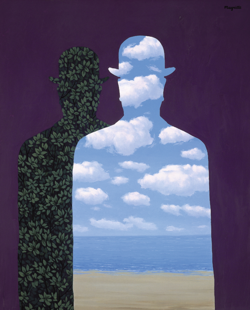 Rene Magritte, ‘High Society,’ 1965 or 1966. Fundaction Telefonica. Image courtesy Fundacion Telefonica. © Rene Magritte, VEGAP, Madrid, 2021