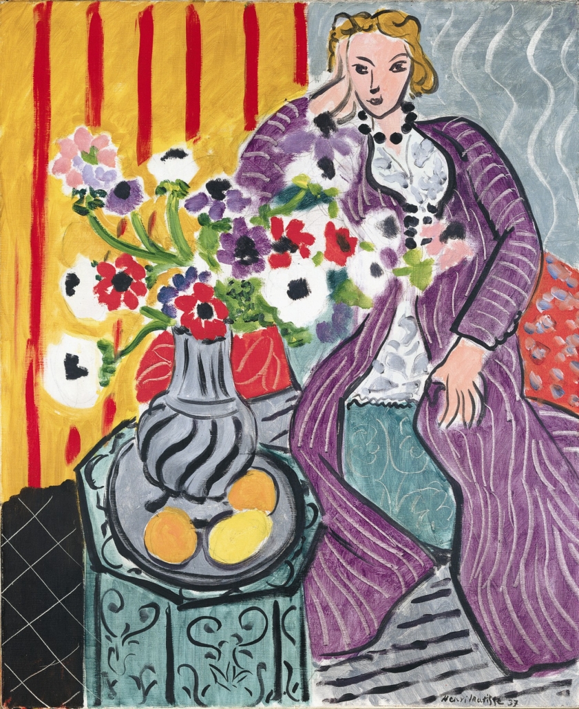 Henri Matisse, Purple Robe with Anemones, 1937. The Baltimore Museum of Art: The Cone Collection, formed by Dr. Claribel Cone and Miss Etta Cone of Baltimore, Maryland, BMA 1950.261. © Succession H. Matisse/Artists Rights Society (ARS), New York 
