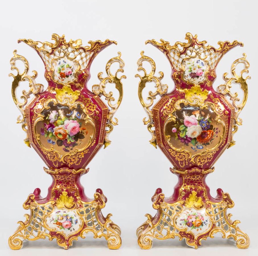 Pair of early 19th-century Old Paris vases, est. $5,000-$15,000
