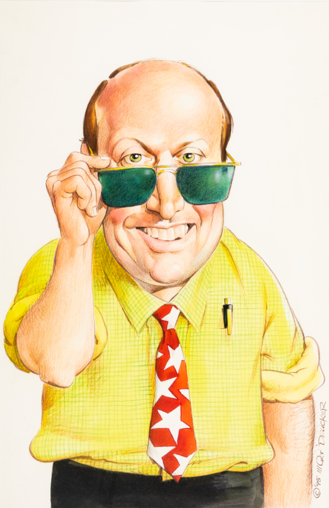 Mort Drucker caricature of Bill Zwecker, est. $100-$200