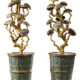 Pair of Imperial cloisonne and enamel lingzhi fungus jardinieres showing the raised Qianlong mark, est. $10,000-$15,000