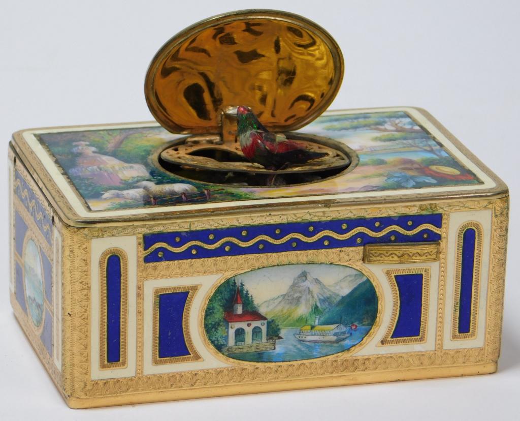Swiss or Austrian enameled automaton music box, est. $2,000-$3,000