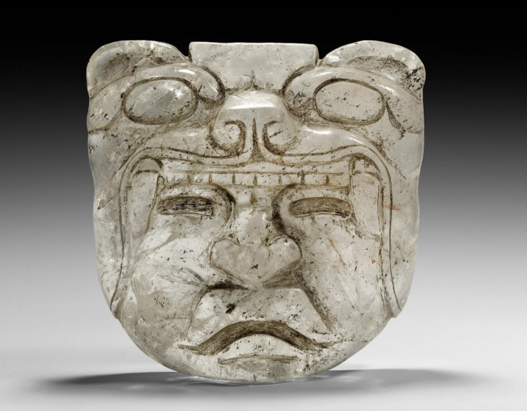An Olmec rock crystal jaguar god funerary mask realized $9,368 plus the buyer’s premium in February 2021 at TimeLine Auctions Ltd. Image courtesy of TimeLine Auctions Ltd. and LiveAuctioneers.