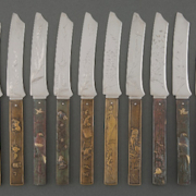 Circa-1880 silver and mixed metal Gorham Mfg. Japonesque fruit knife set, $45,000