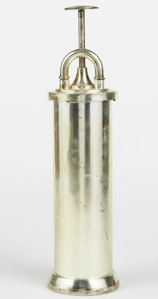 A Napier for Dunhill trombone cocktail shaker achieved $7,500 plus the buyer’s premium in October 2020 at Revere Auctions. Image courtesy of Revere Auctions and LiveAuctioneers.