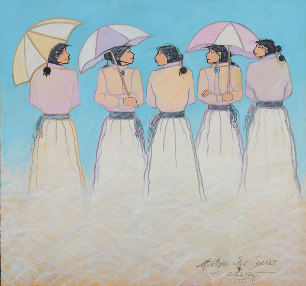 Anthony Chee Emerson, ‘Native American Women Standing with Umbrellas,’ est. $1,000-$2,000