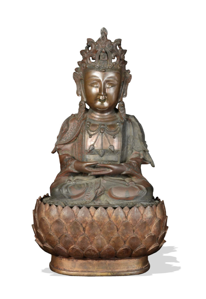 Chinese bronze Guanyin figure, est. $9,000-$12,000