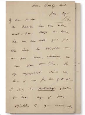 Handwritten 1860 letter in which Charles Darwin discussed the success of On the Origin of Species, $144,020