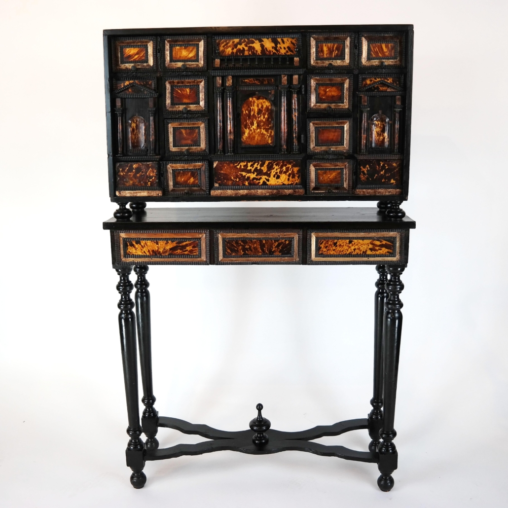 18th-century tortoiseshell and walnut cabinet on stand, est. $2,000-$3,000