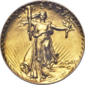Front of the 1907 Saint-Gaudens ultra high relief gold coin that sold privately for $4.75 million.