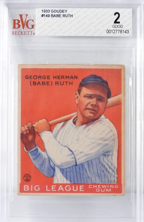 1933 Goudy Babe Ruth card #149, graded BVG 2, $8,125