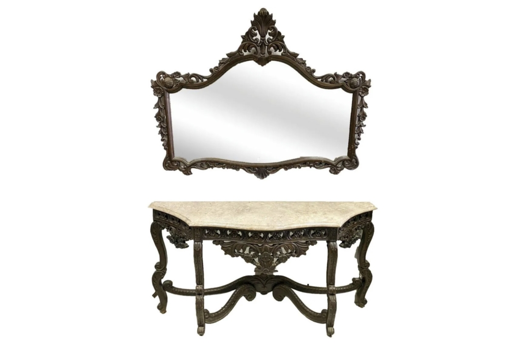 19th-century Rococo console with mirror, est. $6,000-$7,000