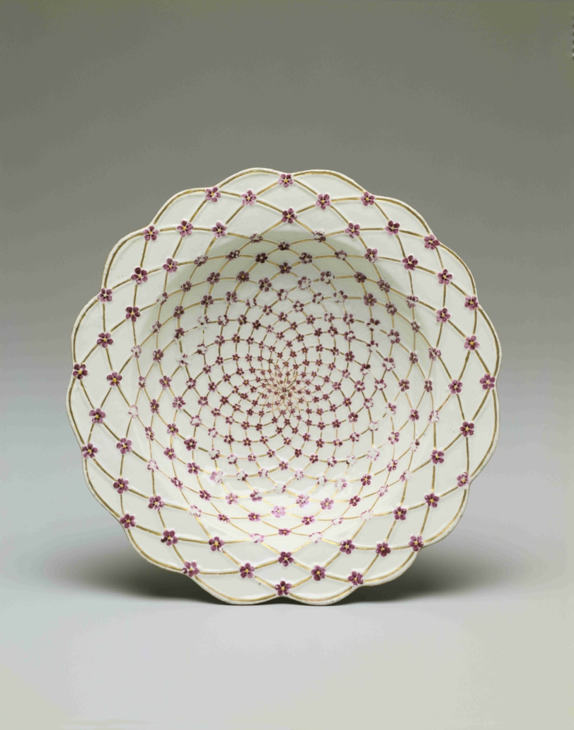 Soup plate from Her Majesty’s Own Service, Imperial Porcelain Factory, Saint Petersburg, Russia, circa 1759. Hard-paste porcelain. Hillwood Estate, Museum & Gardens, acc. no. 25.224. Photo credit: Edward Owen