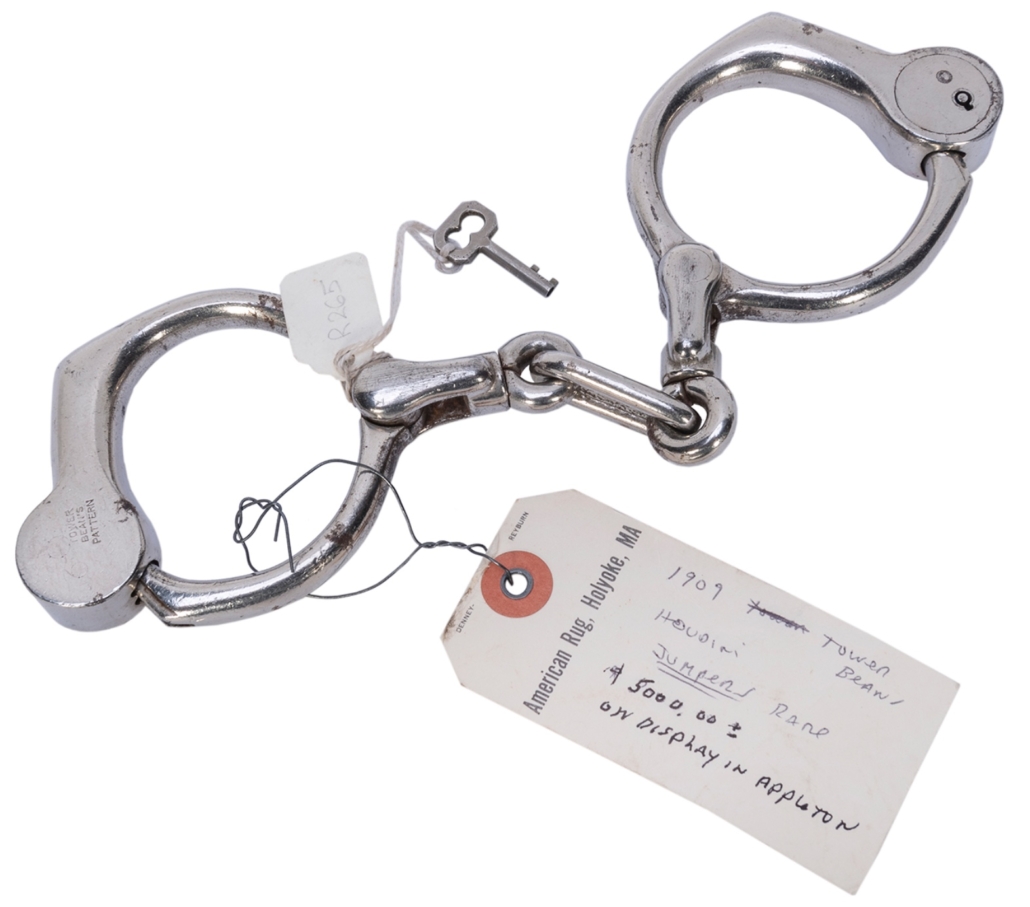 Houdini-owned Tower Bean handcuffs from 1909, est. $4,000-$6,000