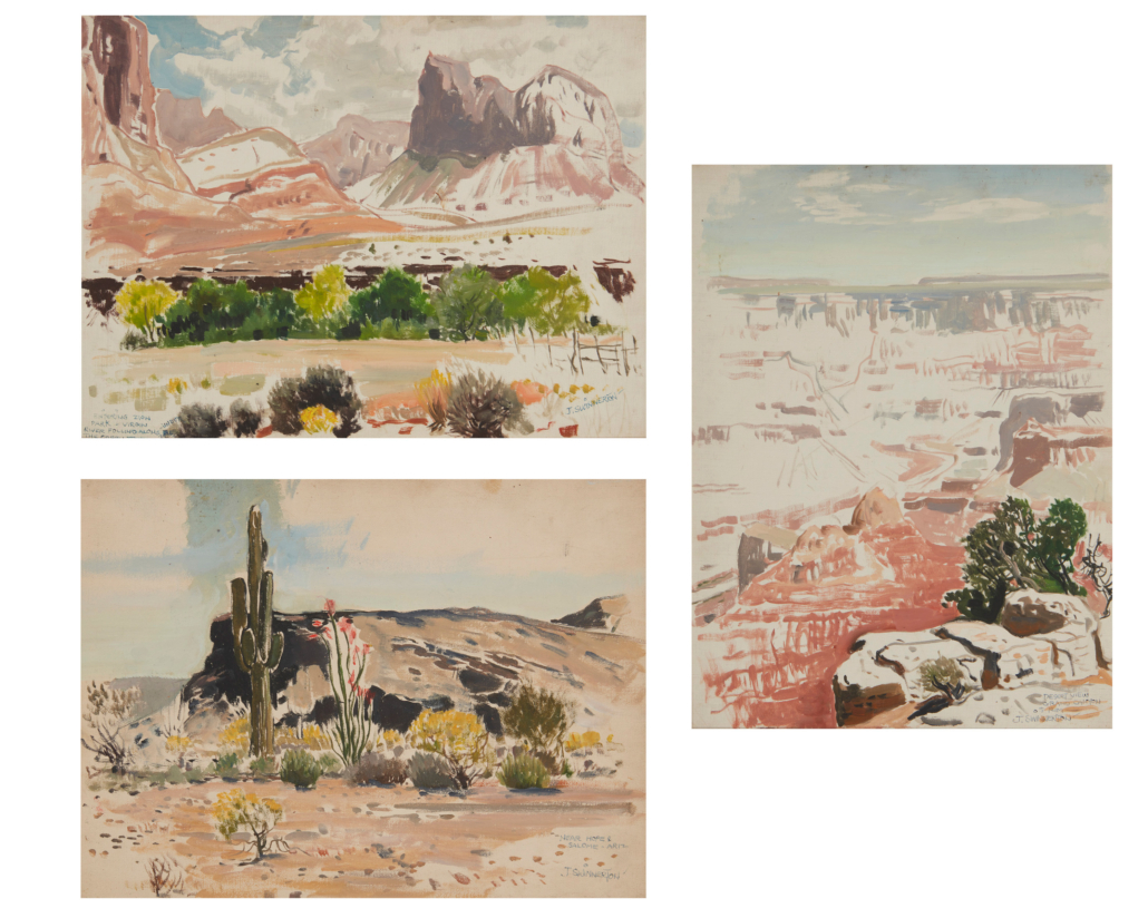 Three field sketches by James Swinnerton, $3,125 
