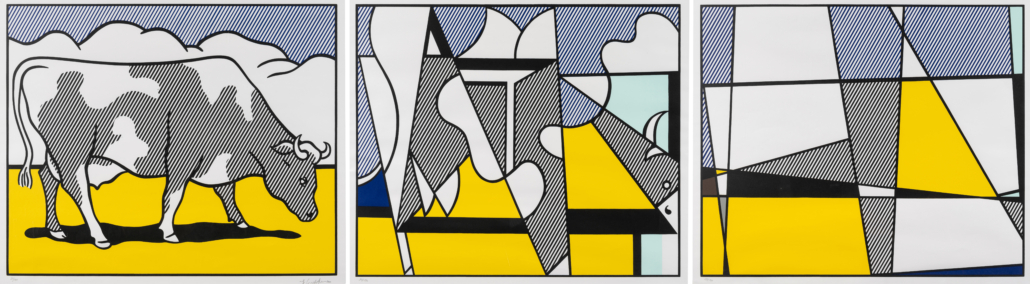 Roy Lichtenstein, ‘Cow Triptych (Cow Going Abstract),’ est. $15,000-$20,000