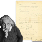 Circa-1938 manuscript handwritten in German by Albert Einstein, with several lines of mathematical equations, est. $40,000-$50,000