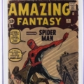 Marvel Comics’ Amazing Fantasy #15 (August 1962), featuring the origin and first appearance of Spider-Man, graded CGC 1.0, $25,000