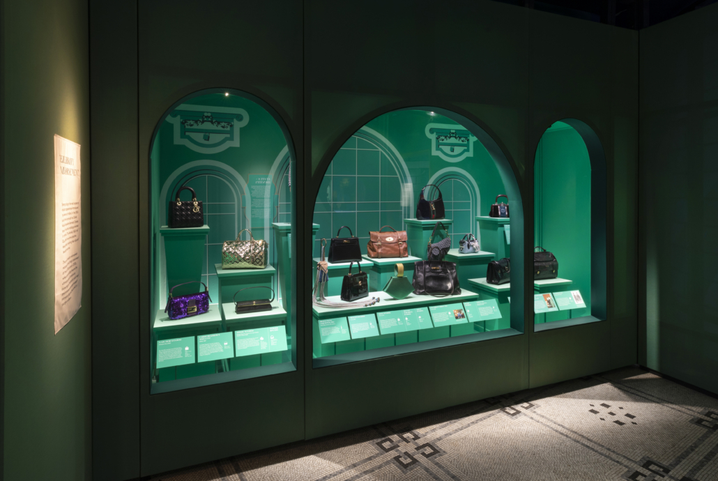 Installation shot of Bags: Inside Out, on display at the V&A until January 16, 2022. Courtesy of the Victoria & Albert Museum, London