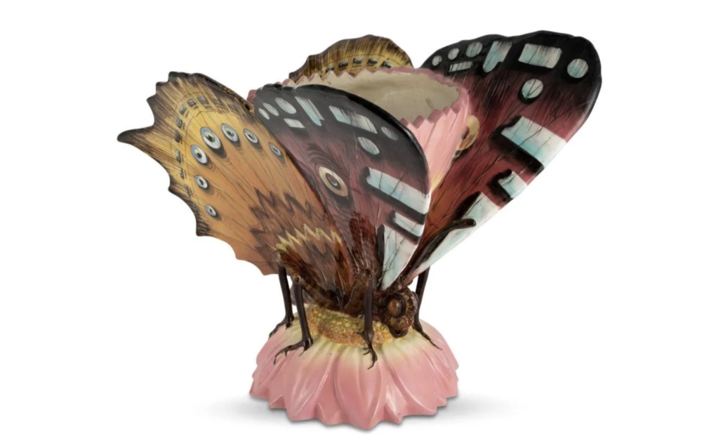 Delphin Massier large butterfly majolica jardiniere, est. $4,000-$6,000. Image courtesy of Doyle