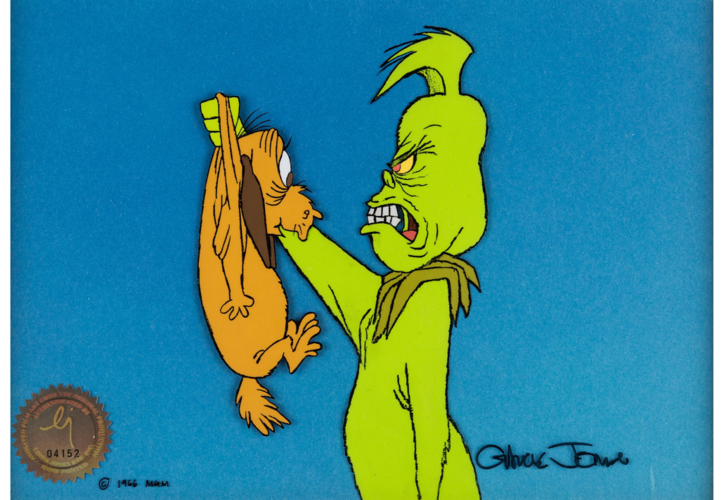 Chuck Jones-signed ‘How the Grinch Stole Christmas’ production cel, $8,400. Photo credit: Heritage Auctions, HA.com