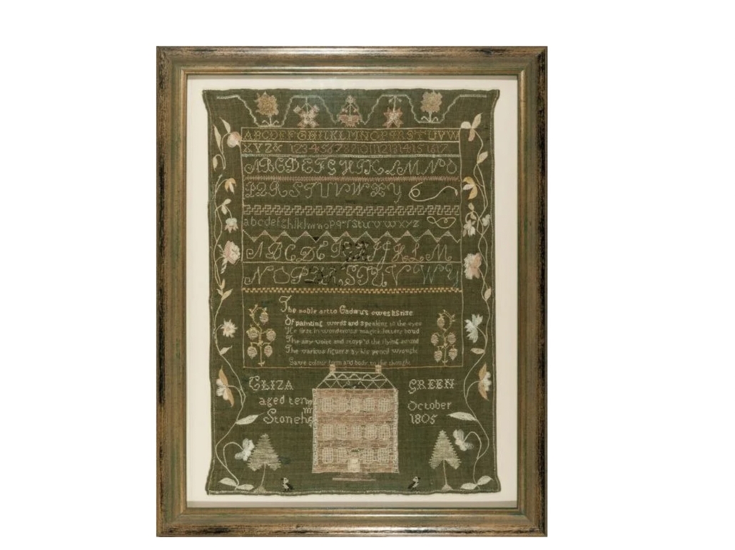 1805 needlework sampler by 10-year-old Eliza Green of Stoneham, Massachusetts, est. $5,000-$6,000