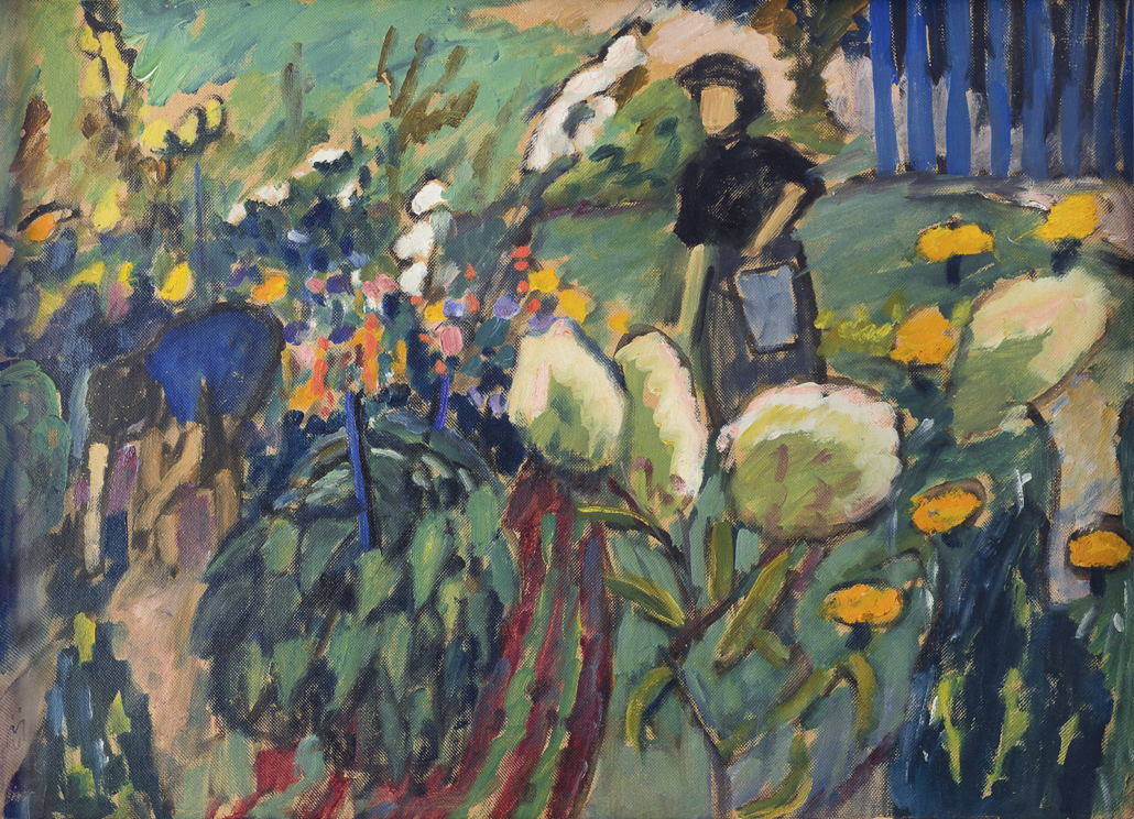 Gabriele Munter (1877–1962), ‘Woman in Garden,’ 1912, oil on canvas. Neue Galerie New York. This work is part of the collection of Estee Lauder and was made available through the generosity of Estee Lauder. Photo: Hulya Kolabas for Neue Galerie New York. © 2021 Artists Rights Society (ARS), New York / VG Bild-Kunst, Bonn