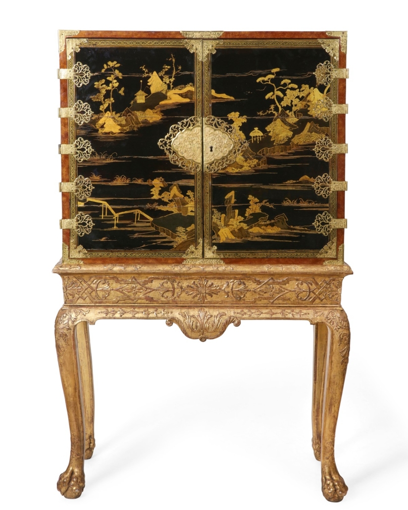 George I Chinoiserie cabinet on later stand, $27,500