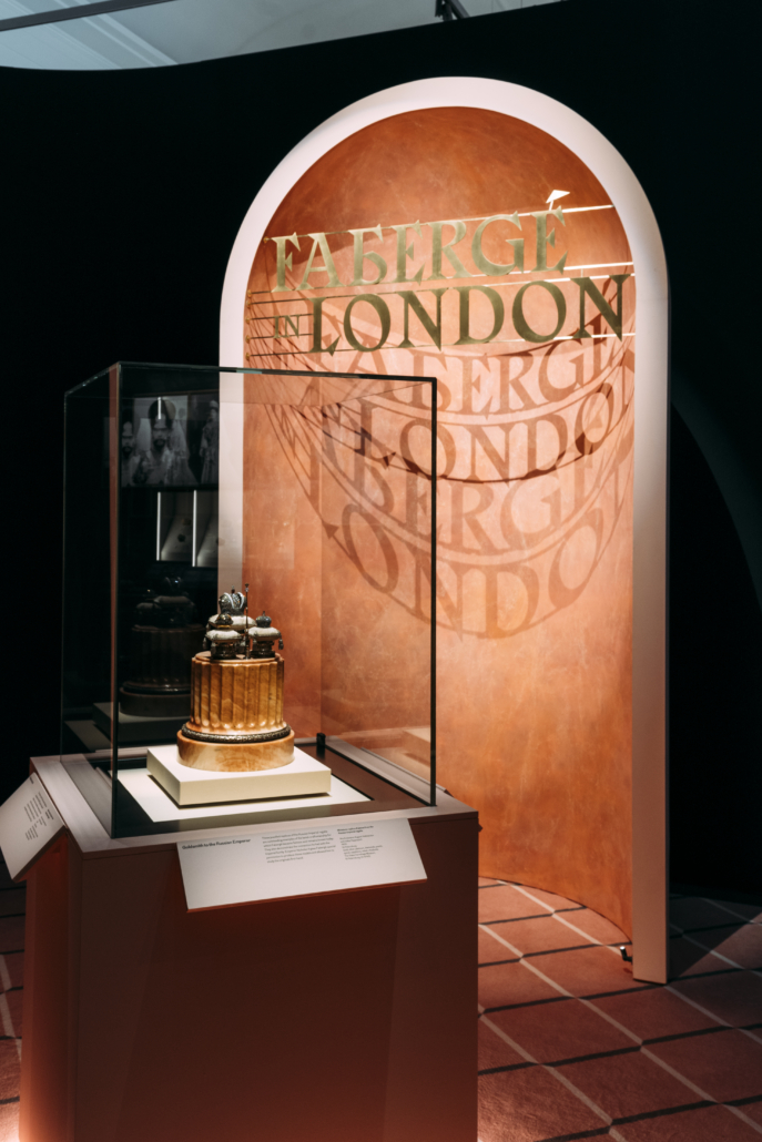 Installation shot of Faberge in London: Romance to Revolution, which opened in November 2020 and will continue through May 8, 2022. Courtesy of the Victoria & Albert Museum