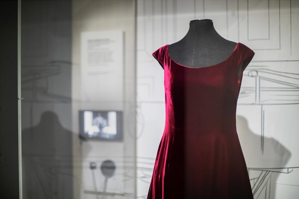 The velvet merlot gown of Marian Anderson stars in the Dressing to Perform section of The Stories We Wear. Photo credit: Eric Sucar, University Communications