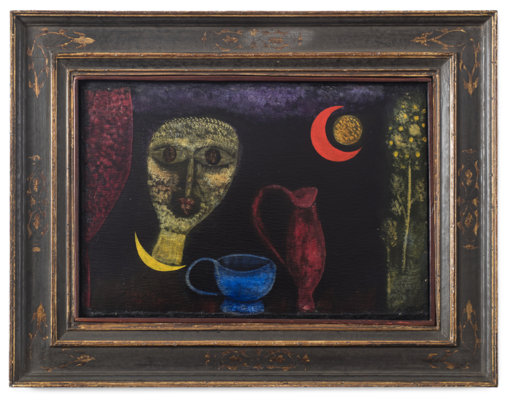 Paul Klee (1879–1940), ‘Mystical-Ceramic (In the Manner of a Still-Life),’ 1925, oil on board. Neue Galerie New York. This work is part of the collection of Estee Lauder and was made available through the generosity of Estee Lauder. Photo: Hulya Kolabas for Neue Galerie New York. © 2021 Artists Rights Society (ARS), New York / VG Bild-Kunst, Bonn