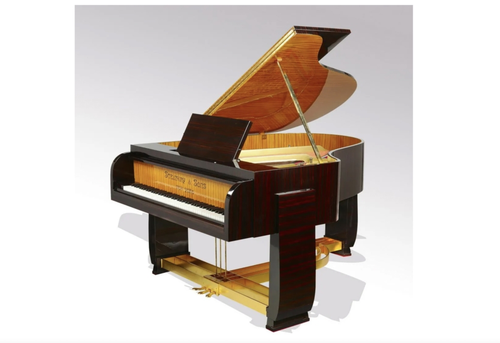 A unique Steinway & Sons Model B French Art Deco-style grand piano realized $35,000 plus the buyer’s premium in June 2021. Image courtesy of Great Gatsby’s Auction Gallery, Inc. and LiveAuctioneers