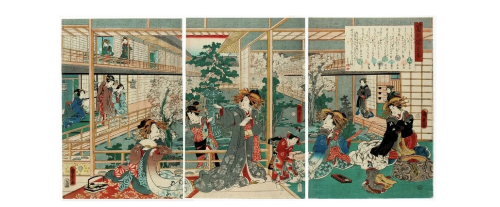 Utagawa Kunisada II, ‘Yoshiwara Pleasure Quarters - Bushu Garden,’ est. $800-$1,000