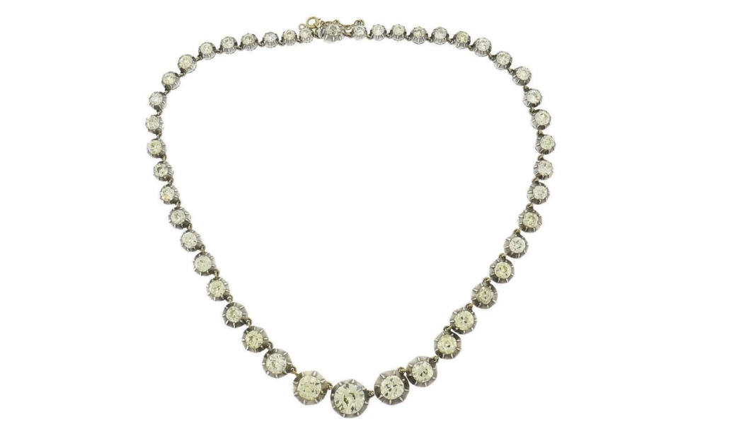 French Victorian-era diamond riviere necklace, est. $55,000-$66,000