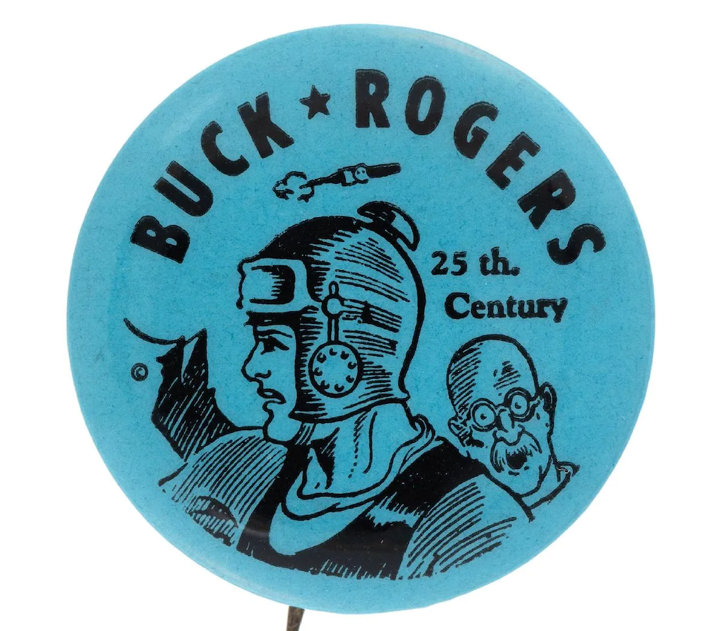 A Buck Rogers celluloid button sold in March 2019 for $2,764 plus the buyer’s premium at Hake’s Auctions. Image courtesy of Hake’s Auctions and LiveAuctioneers.